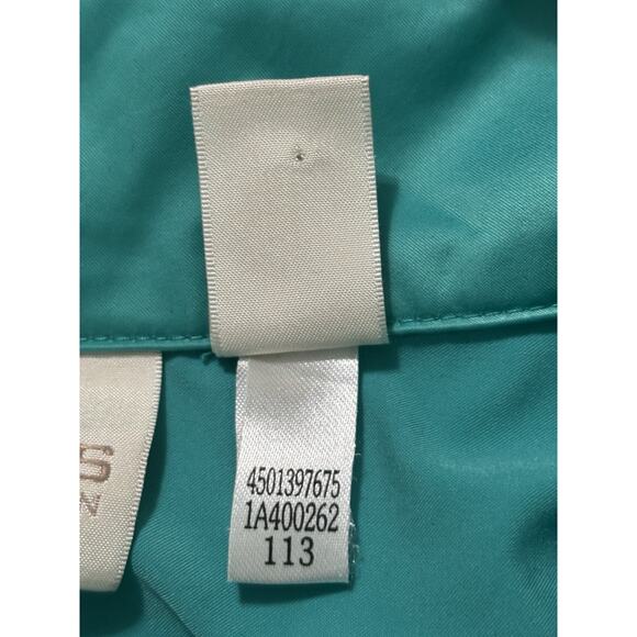 Chicos Collection Size XL (3) Teal Turquoise Full Zip Windbreaker Jacket Shiny - Picture 9 of 11